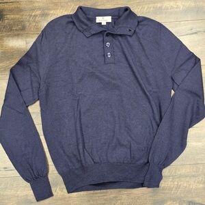 Canali Navy Blue Mock Neck Sweater